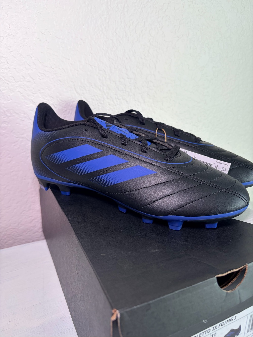 Adidas Youth Goletto Black & Blue Football:Soccer Cleats New